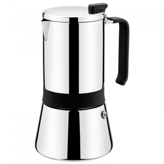 Cafetera italiana Monix AROMA, 10 tazas, inclusive inducción, recubrimiento soft touch, acero inox brillo